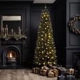 thumbnail image 6 of SHareconn 6ft Premium Prelit Artificial Hinged Slim Pencil Christmas Tree with Remote Control, 240 Warm White & Multi-Color Lights, Full Branch Tips, First Choice Decorations for Xmas, Black, 6 of 8