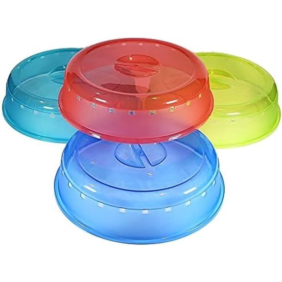 Rock 4 Pack of Microwave Plate Bowl Splatter Cover. Keep Your Microwave Clean While Heating Messy Items with Vented, Colorful Lids! (4100)
