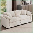 thumbnail image 4 of Modern Classic 2-Seat Living Room Sofa with 4 Pillows | Light Beige Corduroy | Cushion Back | Flared Arms, 4 of 16