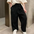 thumbnail image 2 of RMGVDSD Boys School Uniform Pants Children's Boys Solid Color Button Up Wide Leg Suit Pants Casual Versatile Lightweight Sports Trousers 3-4 Years/Black, 2 of 9