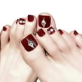 thumbnail image 1 of Glamorous Square Crystal Toe Nails, Red Glossy Fake Set with Rhinestones - 24Pcs Press-On for Women & Girls, Perfect for Daily Parties, 1 of 8