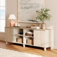 thumbnail image 2 of 71" Wide TV Stand Cabinet for 75+ Inches TVs, Modern Wood Low Media Console with Door & Shelves, White Oak, 2 of 6