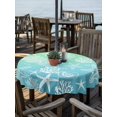 thumbnail image 2 of Outdoor Tablecloth with Umbrella Hole for Patio/Picnic/Party/Camping, Teal Blue Ombre Coastal Waterproof Table Cloth Round Cover Washable, Sea Nautical Summer Beach Starfish Coral (Dia 60"), 2 of 8