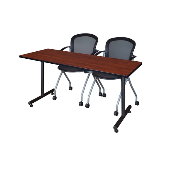 60" x 30" Kobe Training Table- Cherry and 2 Cadence Nesting Chairs