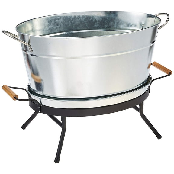 Tablecraft 123482 Beverage Tub Set, 6 Gallon, Galvanized/Black