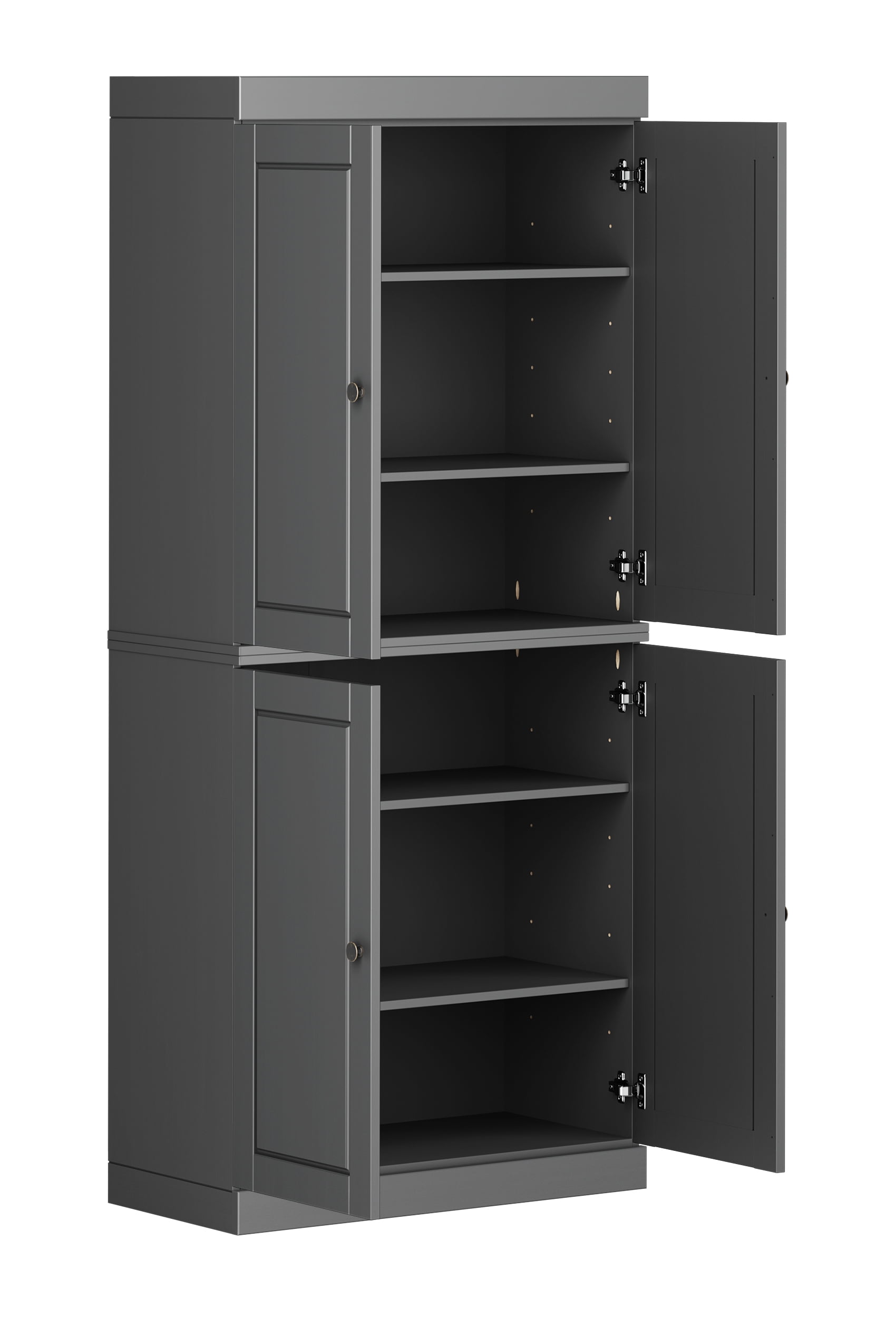 Palace Imports 100% Solid Wood Kitchen Pantry Storage Cabinet with Solid Doors and Adjustable Shelves, Gray