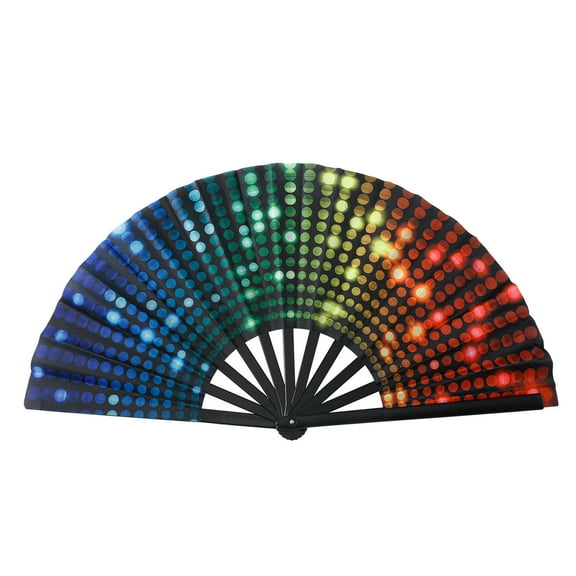 JoyMoreHome Large Folding Fan Clack Hand Fans Line Dancing Fan Handheld Fan for Music, Festival, Disco Party, Dance Raves Outfits Decoration