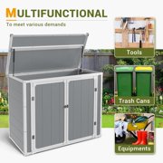 Seizeen Shed and Outdoor Storage, 41 Cu.Ft Small Outdoor Resin Shed with 3 Doors & Floor, 306GAL Deck Box Waterproof Plastic Tool Storage Shed for Cushion Lawn Mower Garbage Cans