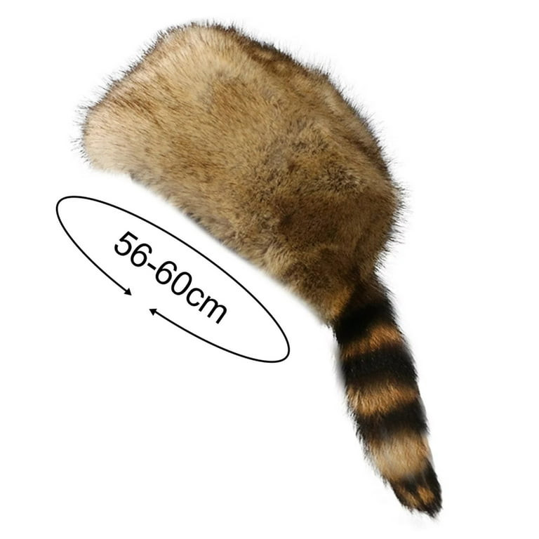 【EEUN】Cub Tail Fur Hat FADAACAI Trapper Hat,Women Faux Hat Costume Coonskin Hat for