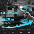 Seesii Upgraded Brushless Impact Wrench 650Nm, Impact Gun 1/2'' w/ 2x 4