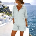 thumbnail image 3 of Gealkoca Women's UPF 50+ Sun Shirts UV Protection Long Sleeve Jacket with Hooded Summer Shorts Set Hiking Fishing Suit Womens Loose Outdoor Sports Set, 3 of 6