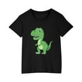 thumbnail image 3 of Odeerbi Kids Boys Girls T-shirt Dinosaur Print Short Sleeve Cotton Tee Tops Kids Fashion Cute Round Neck Cartoon Print Tees Black, 3 of 5