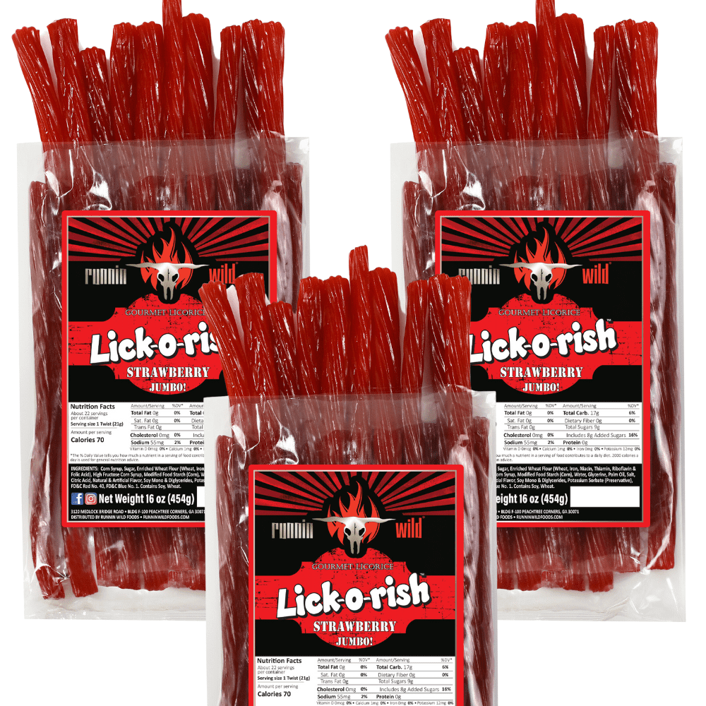 Red Licorice Candy Gourmet JUMBO Strawberry Licorice 3 Pounds Total
