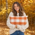thumbnail image 6 of Outdoor Pillow Covers 12x20 Farmhouse Pillow Covers Fall Orange Plaid Stripes for Couch Sofa Living Room, 6 of 9