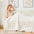 thumbnail image 3 of Cozy Faux Fur Blanket Beige Twin Bubble Blankets for Bed Thick Fuzzy Blanket for Couch Sofa Bedroom Warm Plush Blanket for All Seasons Ideal Gifts Luxury Throw Blanket 60x80 Inch, 860gsm, 3 of 14