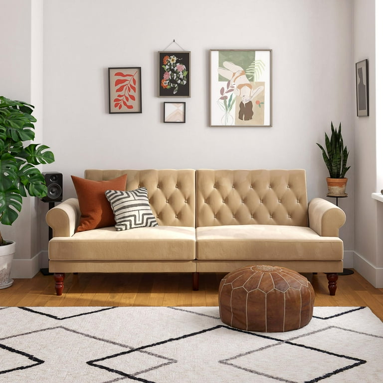 Cassidy twin tufted 2024 back convertible sofa