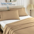 thumbnail image 5 of 500 Thread Count 100% Egyptian Cotton 3-Piece Flat Sheet (1 Flat + 2 Pillow Covers) Size Olympic-Queen Color Taupe Solid, 5 of 5