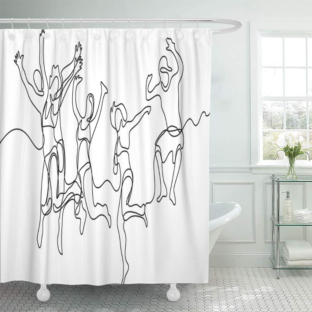 CYNLON Young Black People Continuous Line Drawing Standing Men White