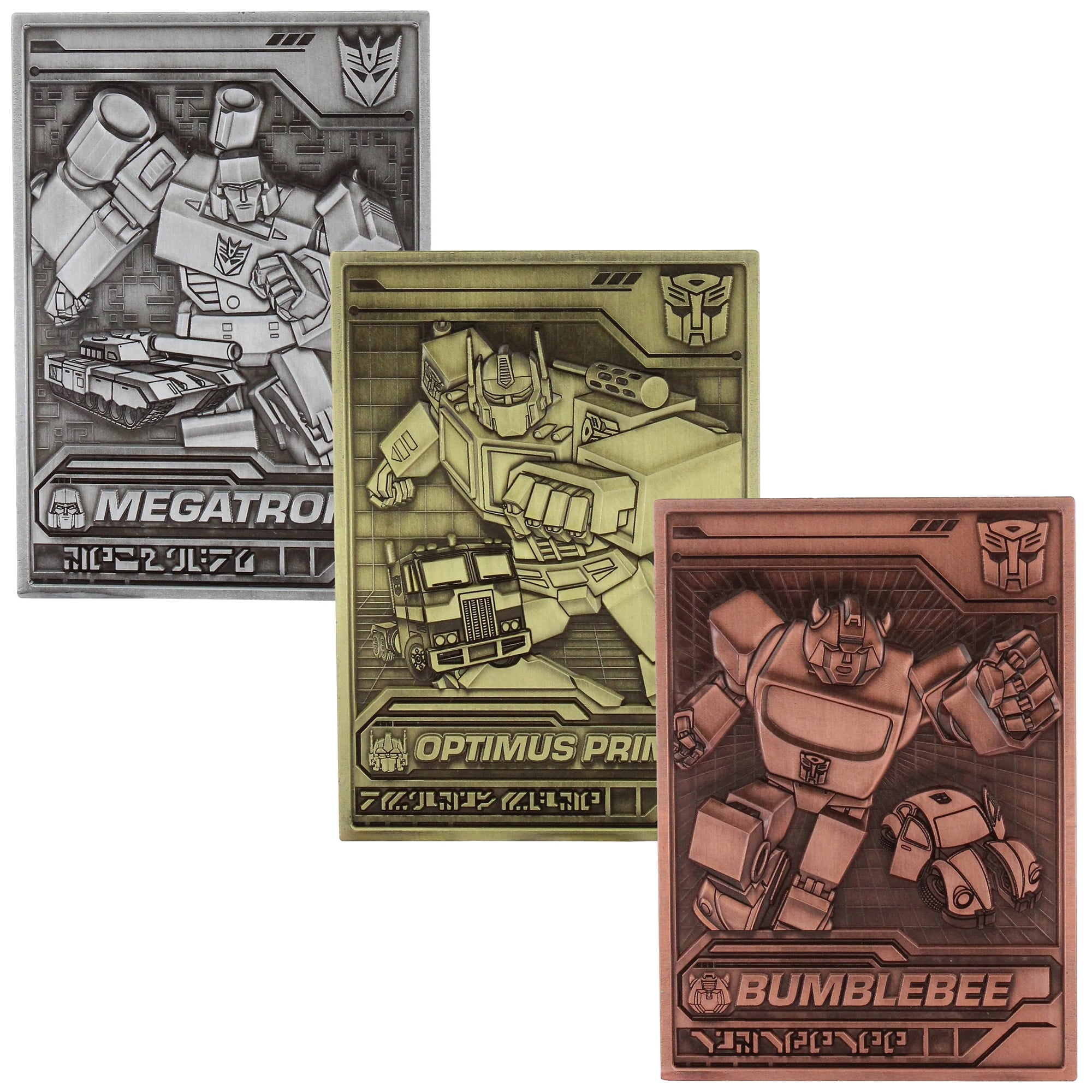 Exquisite Gaming: Digiplate Starter Pack - Transformers: Generation 1 - 3 Collectible Metal Cards & Phone Stand, Copper-Gold-Silver Image Plates