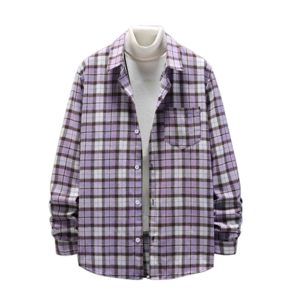 Ketyyh-chn99 Polo Shirts for Men Button Up Shirts Solid Slim Fit Casual Dress Shirt Purple,XL