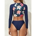 thumbnail image 6 of KelaJuan Women Long Sleeve Swimsuit Rash Guard Floral Print Swim Shirt Crop Swim Tops with Shorts 2 Piece Bathing Suits, 6 of 6