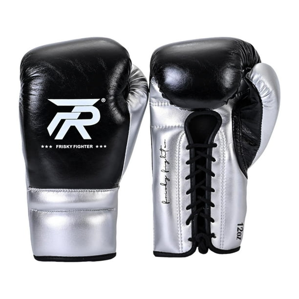 Guantes de boxeo para hombres y mujeres, guantes de entrenamiento de boxeo, guantes de boxeo transpirables. Negro 12oz