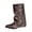 Boots - Brown, variant on Samdudou Biker Boots for Women Closed Toe Mid Calf Slouch Booties Smooth Faux Leather Multiple Buckle Straps Edgy Grunge Aesthetic Casual Streetwear Footwear