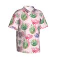 thumbnail image 2 of Hawaiian Shirt For Men, Cactus Succulents Blooming Mens Button Down Short Sleeve Shirt, Summer Beach Shirts For Men, 2 of 2