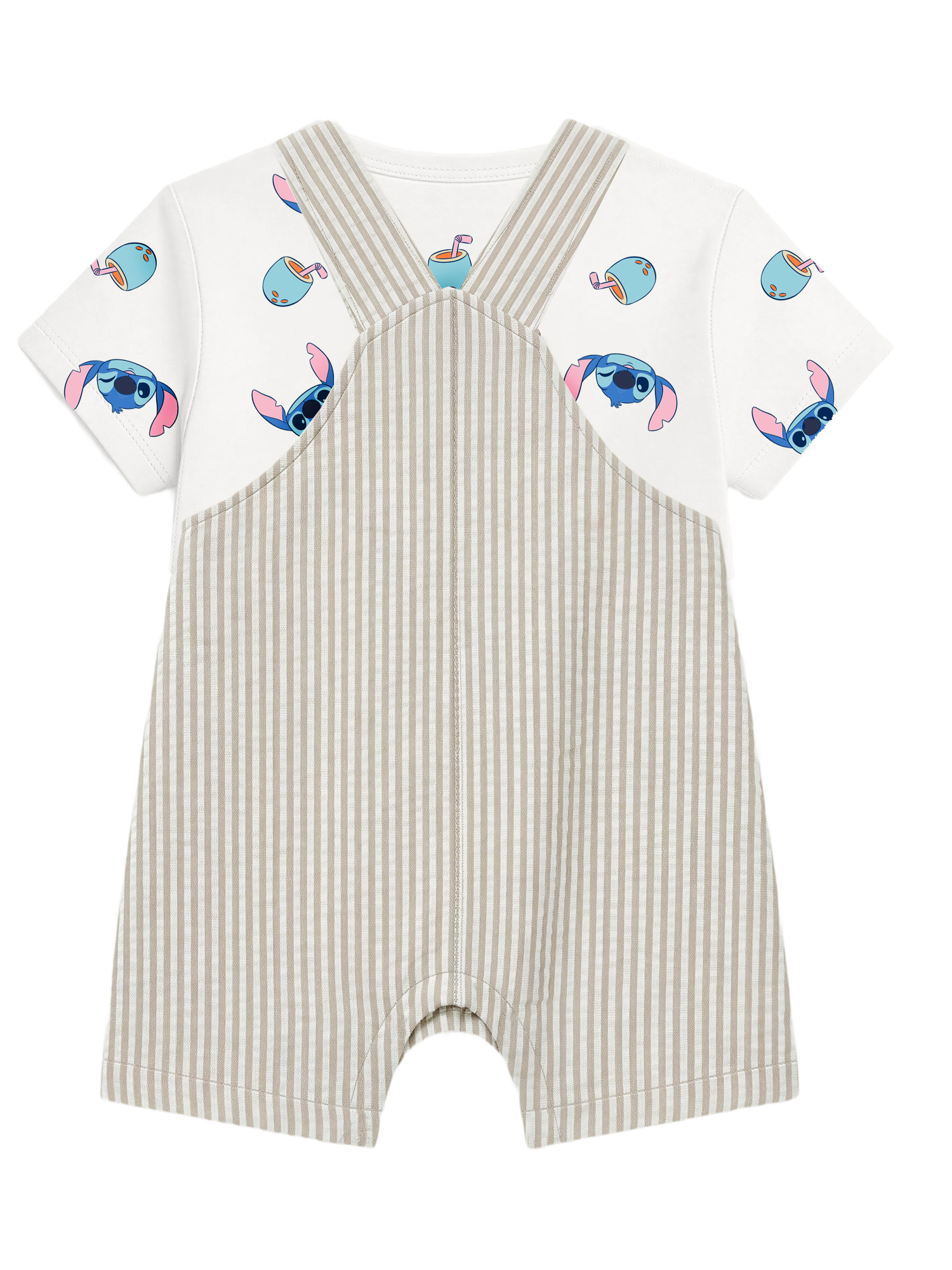 Stitch Baby Boy 2 Piece Shortall Set, Sizes 0-24 Months