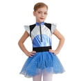 thumbnail image 2 of Hansber Robe Déguisement Alien pour Enfants Filles Manches Courtes en Tulle Métallique Robe Tutu Halloween Bleu 14, 2 of 7