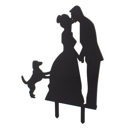 Bride Groom Kissing Couple Pet Dog Silhouette Wedding Decoration