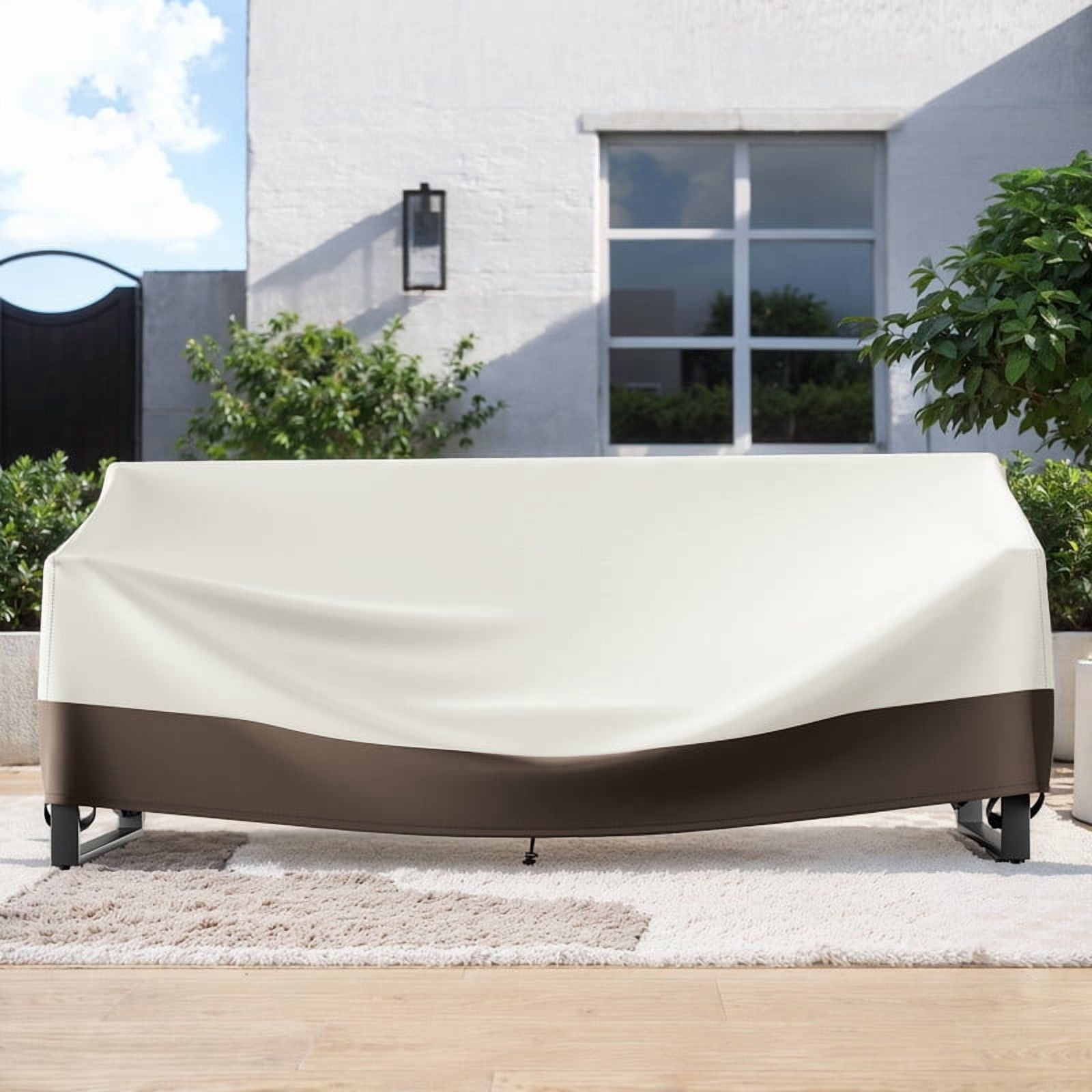 PARKWELL Patio Furniture Covers Waterproof,Outdoor 3-seater Sofa Cover,Outside Table and Chair Covers,Heavy Duty 600D Tough Oxford Cover Beige 83L x 34W x 28H inch