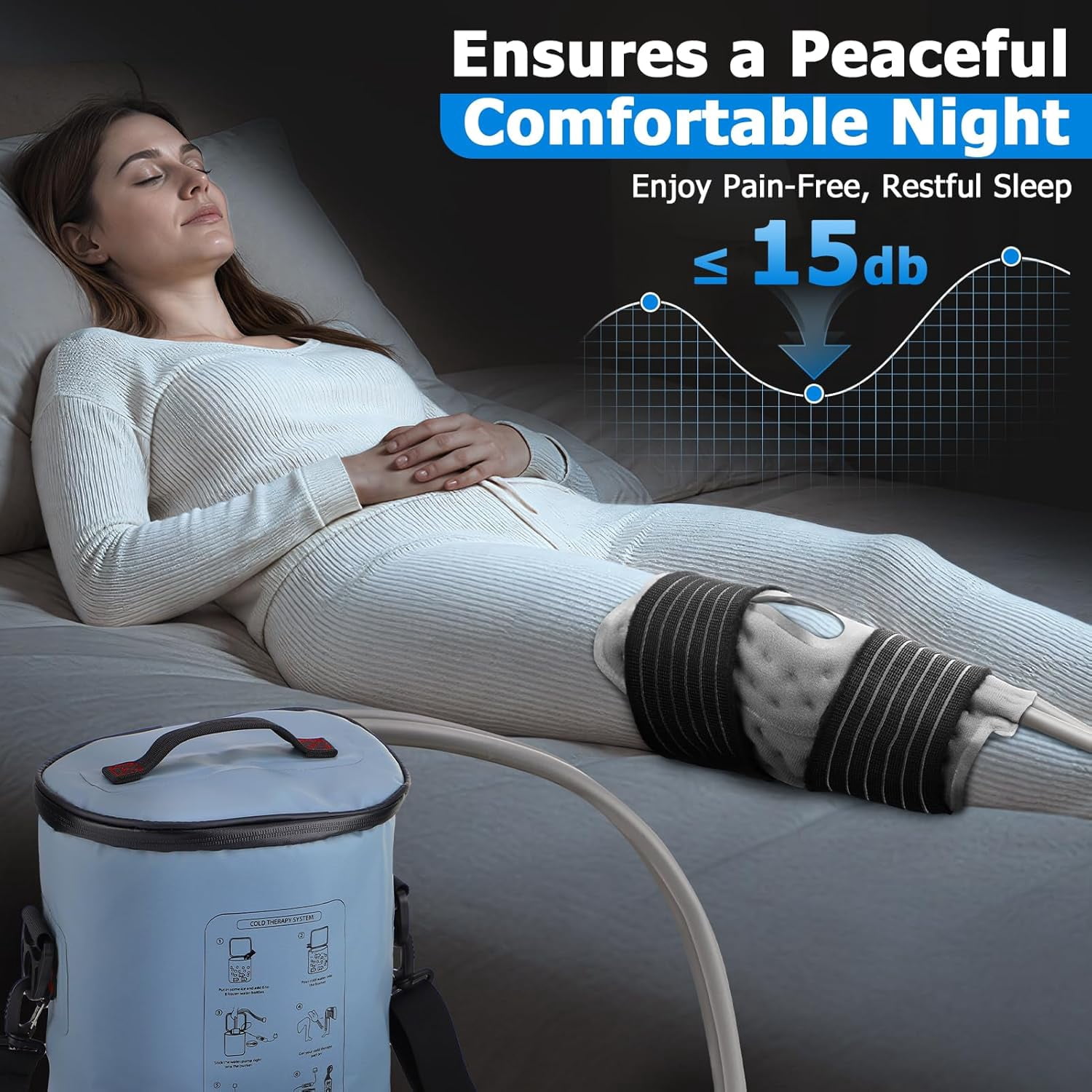 Cold Therapy Machine with Programmable Timer, Portable Knee Ice Machine for Knee After Surgery, Knee Replacement Recovery System, Cryotherapy Pain Relief w/Compression Pad