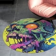 thumbnail image 4 of Psychedelic Zombie Skull Print Round Carpet Circle Rug Outdoor Patio Area Rug Washable Large Area Rugs Hallway Room Decor Fitness Mats, 4 of 8