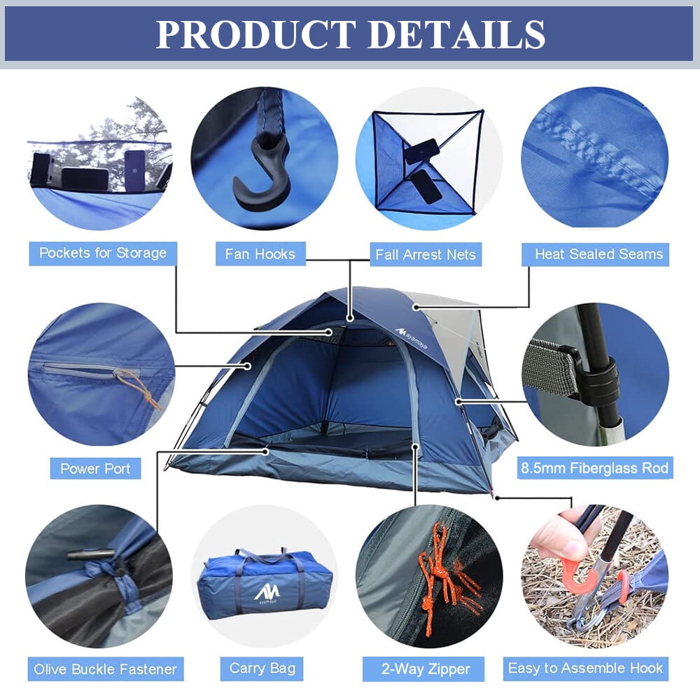 ASTRAEA 3-4 Person Tents for Camping, Outdoor Waterproof Dome Family Tents with Removable Rainfly Easy Set Up for Backpacking Hiking Travelling
