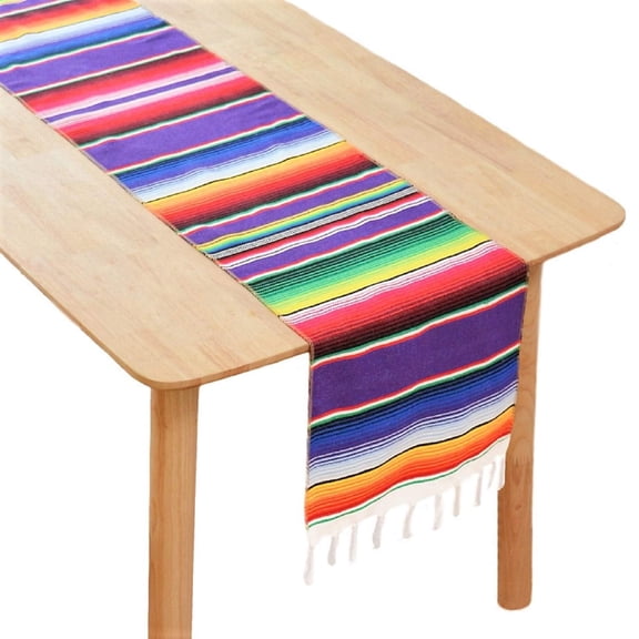 Kayueway Mexican Serape Table Runner for Mexican Party Wedding Decorations Outdoor Picnics Dining Table Fringe Cotton Blanket Fiesta Table Runners 14 X 84 Inch