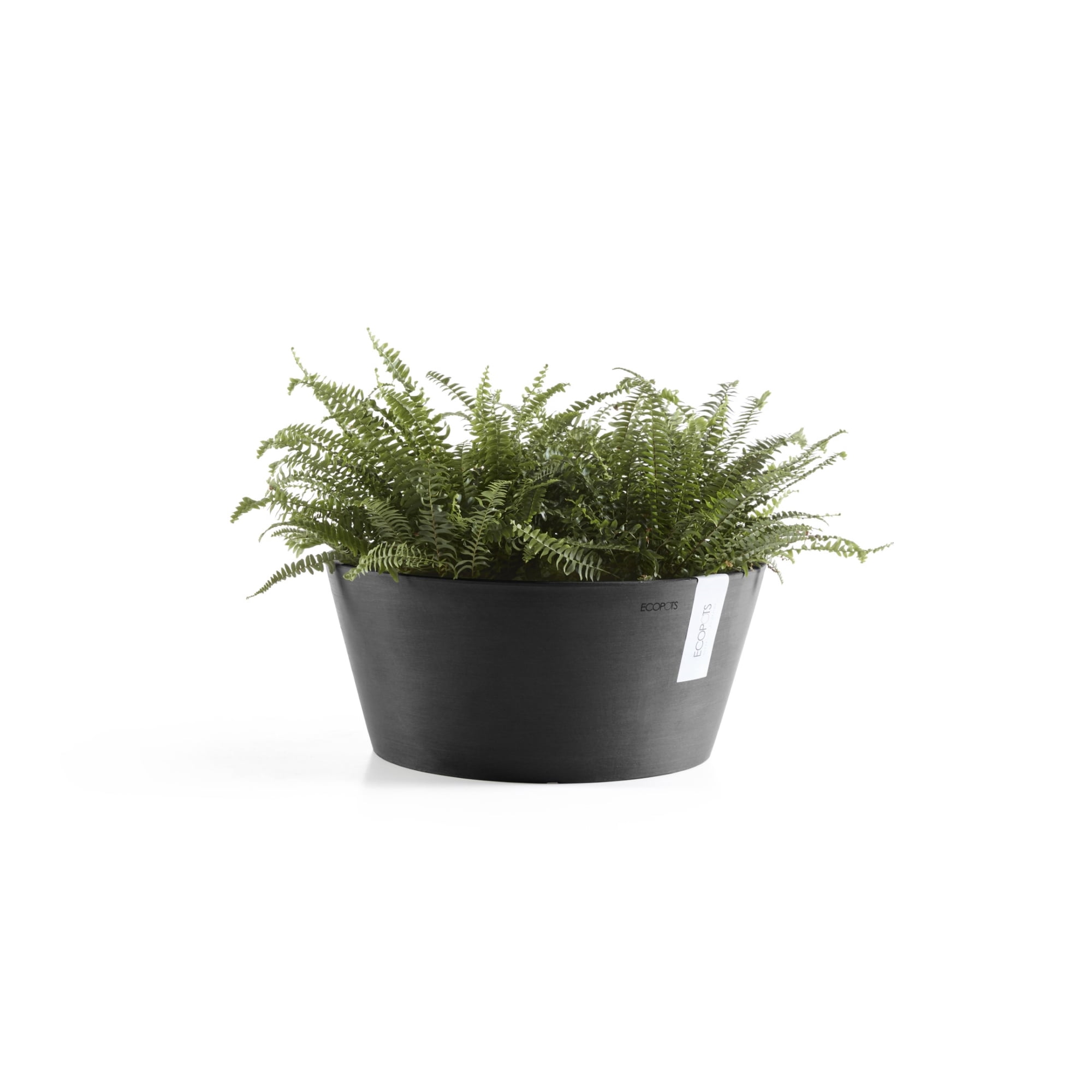 Ecopots Frankfurt Durable Modern Round Indoor/Outdoor Recycled Based Composite Flower Pot Planter, Dark Grey, 12"