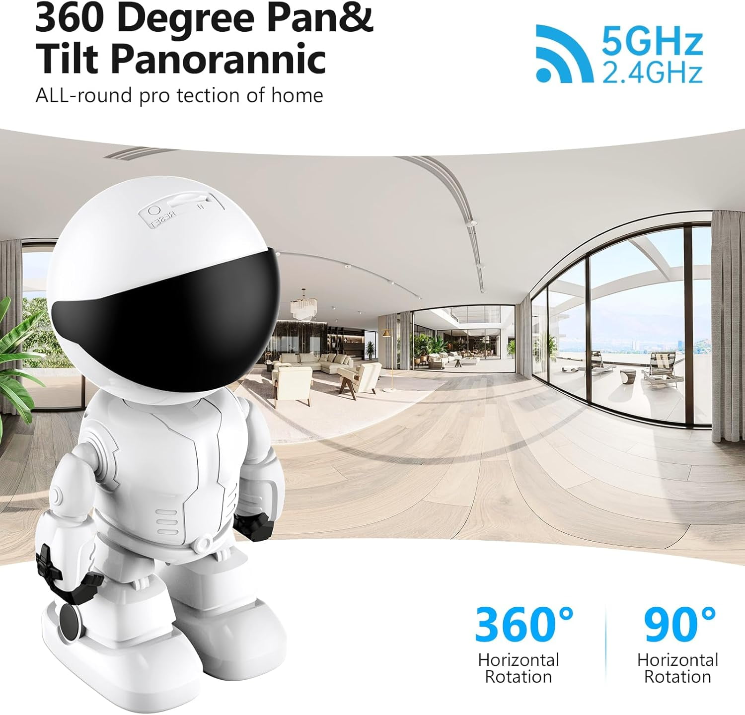 Indoor Camera 2K 5G/2.4Ghz WiFi Home Security, Baby/Pet/Robot Camera with Phone App Motion Detection, Color Night Vision, Siren Alarm, Two-Way Talk, Human Detection