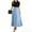 Blue, variant on TQWQT Maxi Dresses for Women Short Sleeve Office Maxi Dresses Plain Print Flowy Empire Waist Patchwork Ruffle Hem A Line Dresses Fashion Teacher Clothes Black L