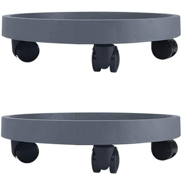 SUTENGDA Lot de 2 Caddys pour Plantes de 14 Pouces avec Roues Support Roulant pour Pots Chariot Soucoupe Plateau pour Fleurs en Pot avec Roulettes sous-Verre Rond pour Intérieur