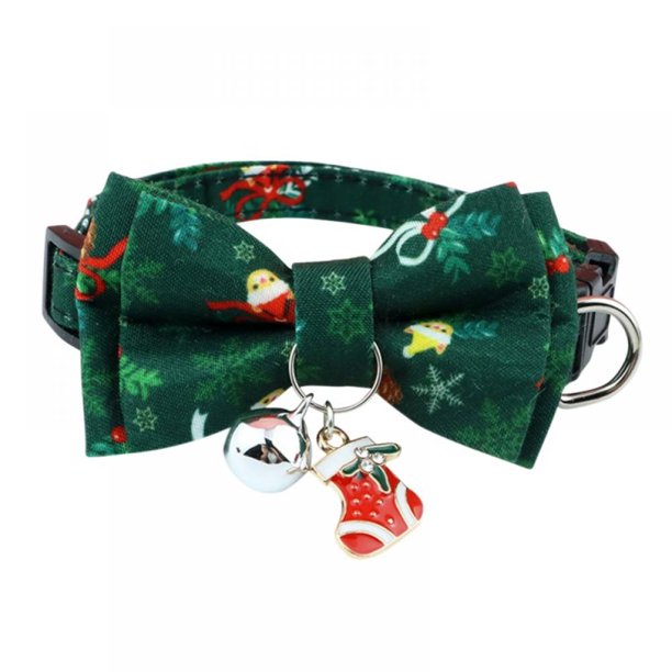 Topumt Christmas Dog Collar w/Bow Tie Adjustable Bowtie Cat Pet Collars