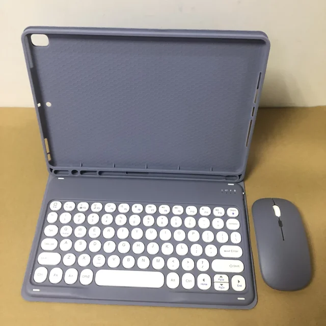 For iPad Mini 5th 4th 3rd 2nd 1st With Colorful Keyboard Leather Stand Cover Case Round Key Wireless Keyboard For 7.9inch Tablet With Mouse J French