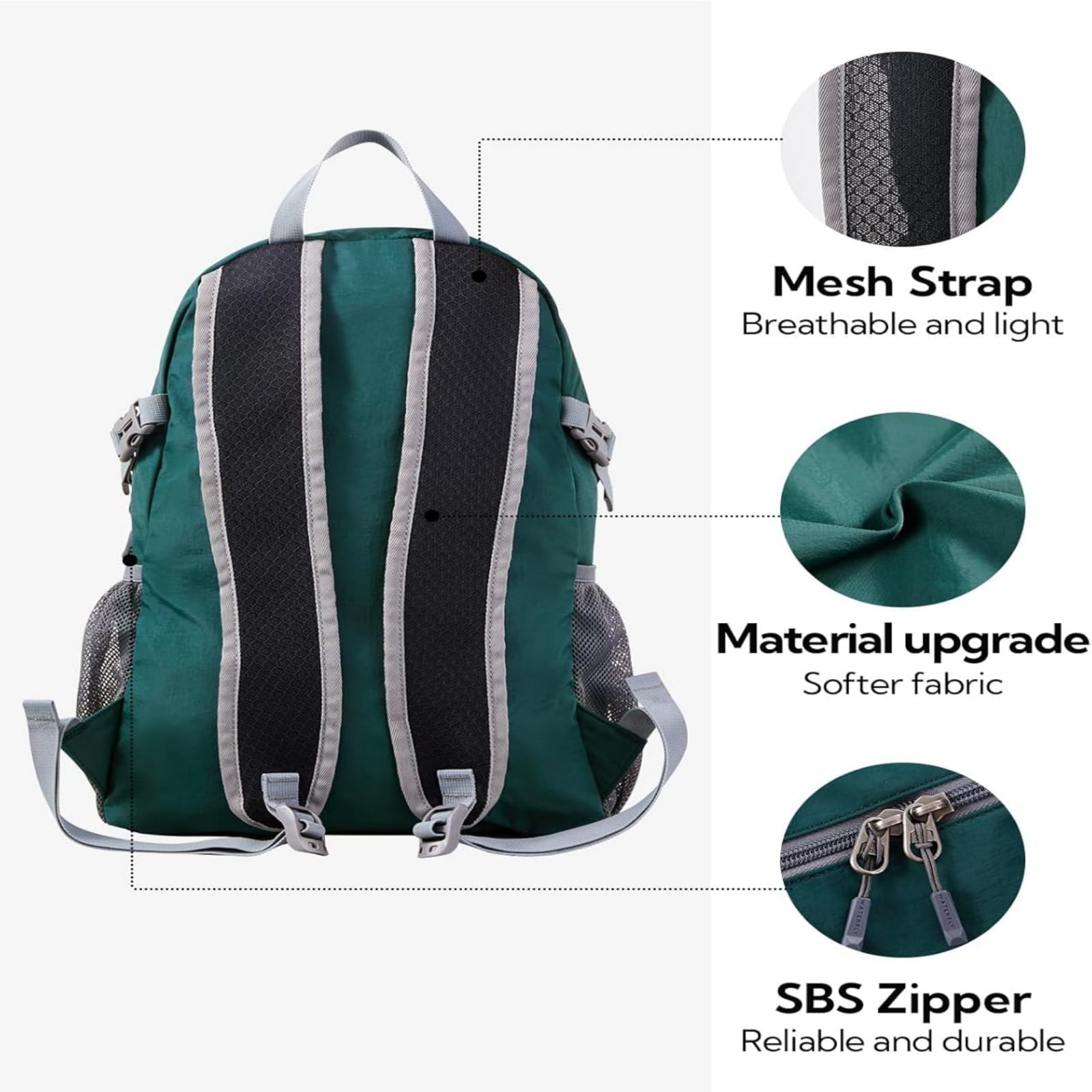 WATERFLY Unisex 20L Small Foldable Packable Travel Hiking Backpacks Daypack,Dark Green