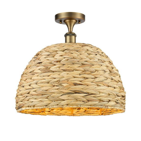 Innovations Lighting 516-1C-15-16 Woven Rattan Semi-Flush Woven Rattan 16" Wide Semi-Flush