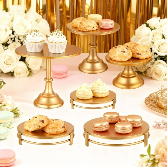 Gold Metal Cake Stand, Tiered Cupcake & Dessert Display, Serving Tower for Parties & Events