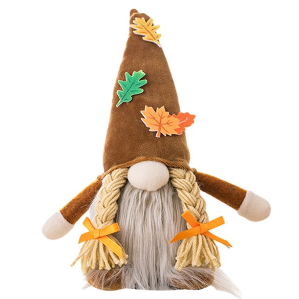 Juguete de Rudolph que brilla en Acción de Gracias con sombrero de hoja de arce, miniadorno para Festival de la cosecha