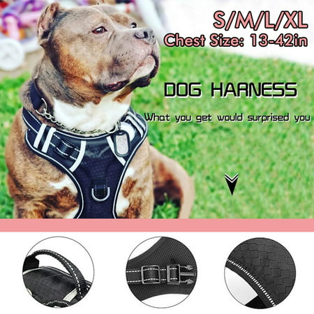 M/XL Pet Dog Adjustable Harness Front Clip Reflective Explosion-proof Rushing Oxford Padded Soft Vest Chest