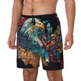 thumbnail image 1 of Balery Stained Glass Eagle USA Bañador para hombre, shorts de playa de secado rápido con entrepierna y forro de compresión-XX-Large, 1 of 6