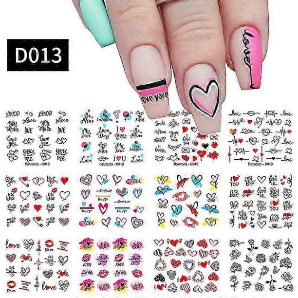 Pegatinas abstractas para decoración de uñas, calcomanías de líneas para uñas, calcomanías de transferencia de agua para uñas florecientes, calcomanías de tatuajes de uñas con diseño de mariposa, hoja