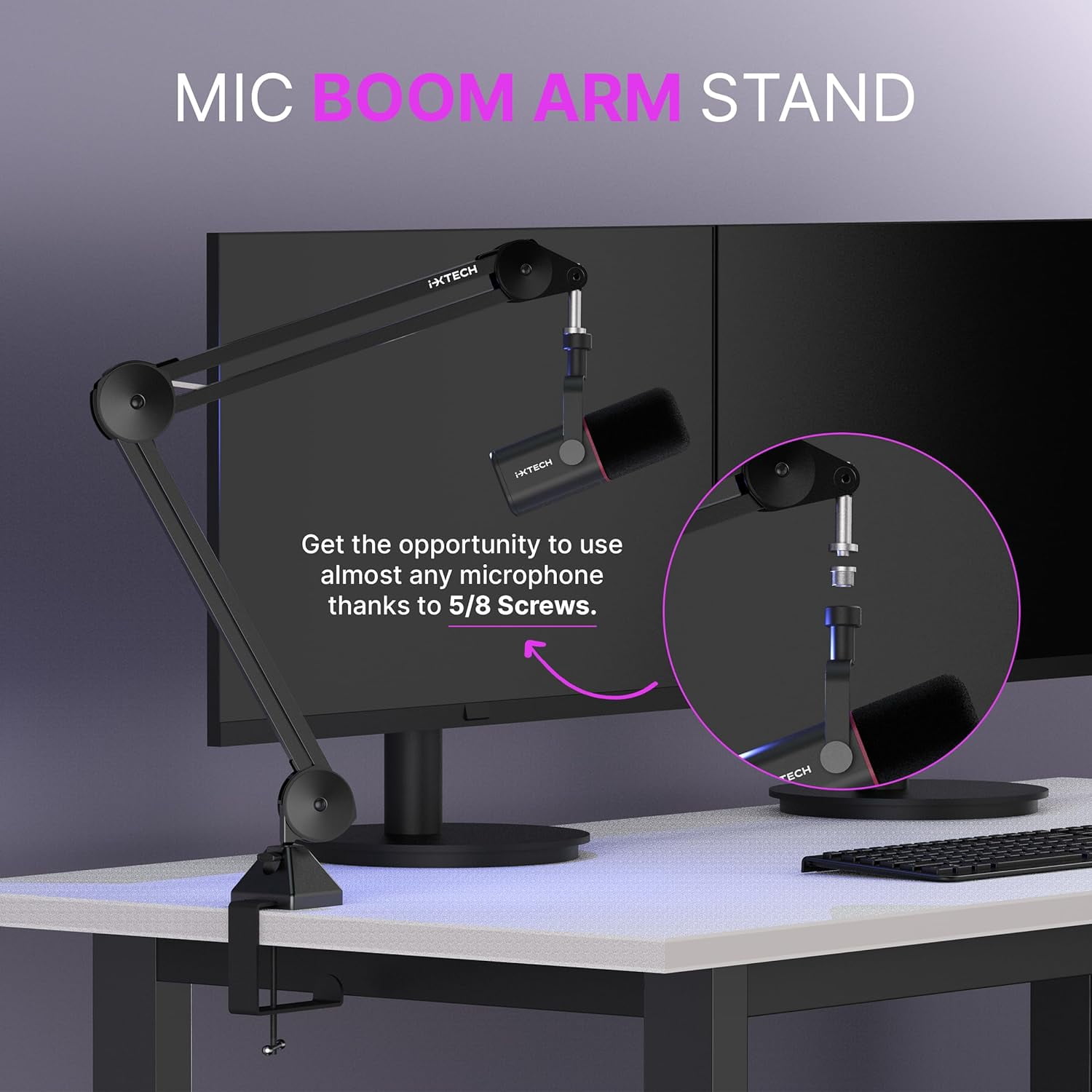 I-XTECH Flexible Desk Mount Microphone Stand & Boom